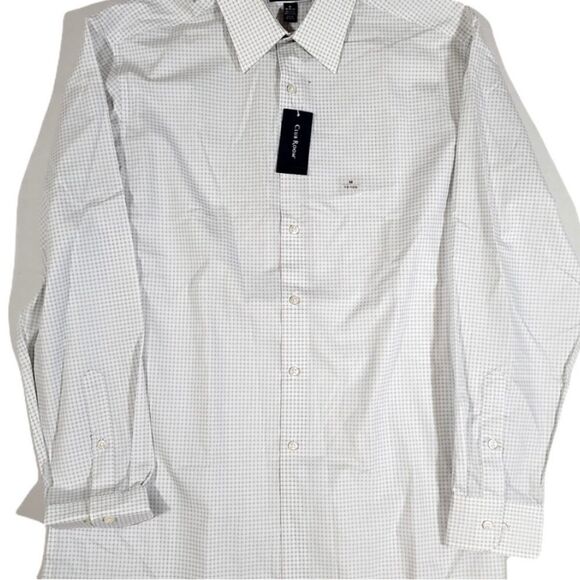 Club Room Men's Gray Regular Fit Check Dress Shirt, size L 16 - 16 1/2 - Picture 5 of 8